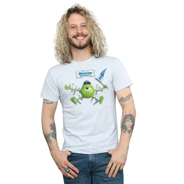 Disney Men Monsters University Taped Mike T-Shirt in Grey Size: Small Grey S Male 5057972613559