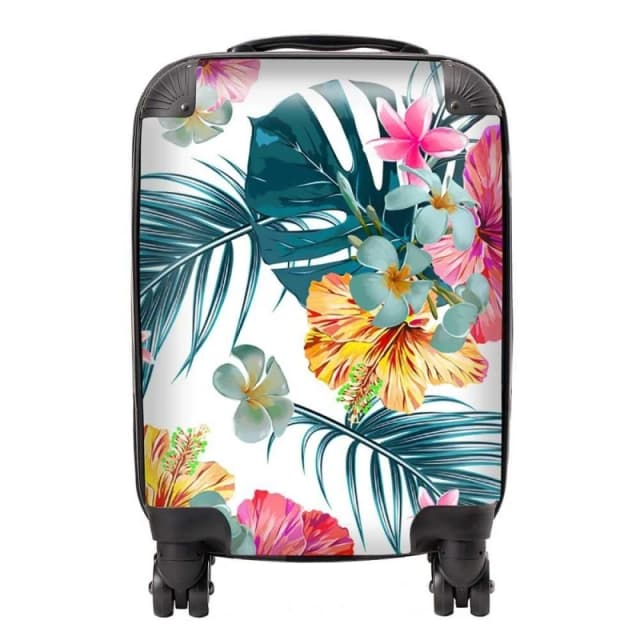Warren Reed - Designer Spring Summer Flowers Suitcase in Green Size: Large Green Unisex Large