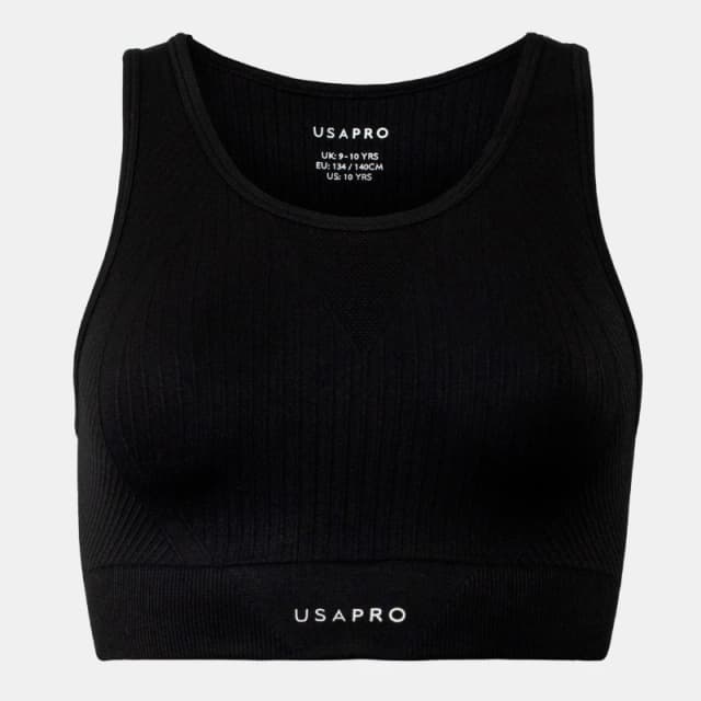 USA Pro Seamless Crop - Black 7 - 8 Years