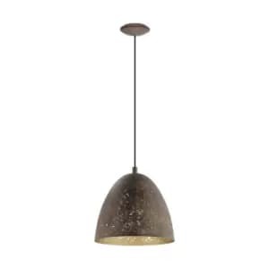 Hanging Ceiling Pendant Light Brown & Gold Pattern 1 x 60W E27 Feature Lamp
