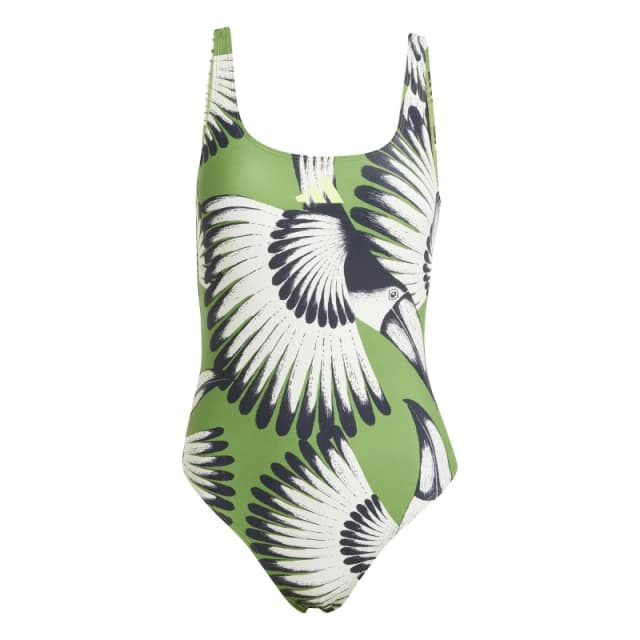 adidas adidas x FARM 3-Stripes Swimsuit Womens Green Bold female 8 (XS)