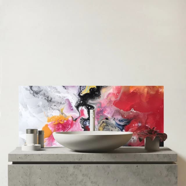 Warren Reed - Designer Colour Cascade Glass Bathroom Splashback Multicolor Unisex