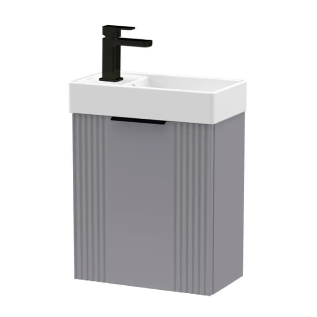 Balterley Grey 400mm Wall Hung Vanity Unit with Black Handle Grey Unisex