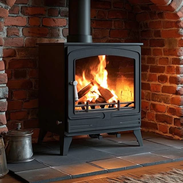 RoyalFire 8.5kW Steel Eco Solid Multifuel Wood Burning Stove Dark Grey