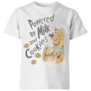 Scooby Doo Powered By Milk And Cookies Kids T-Shirt - White - 11-12 Years