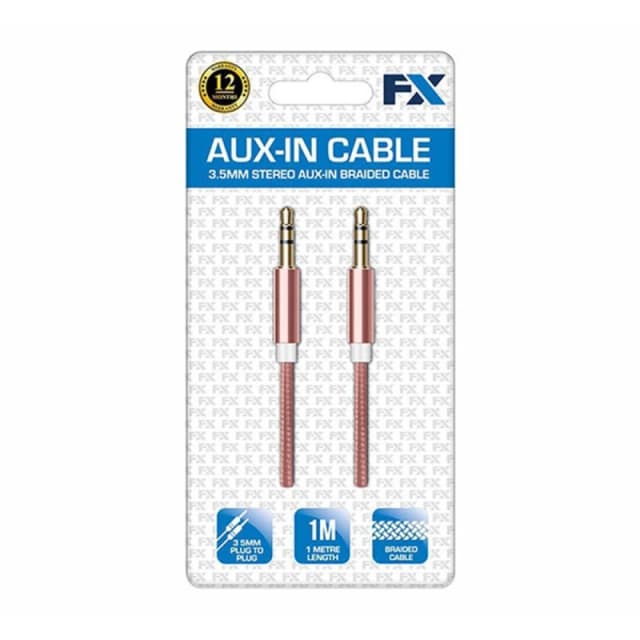 FX Powabud 'Aux-In-Cable' 3.5mm Braided Rose Gold Rose Gold unisex