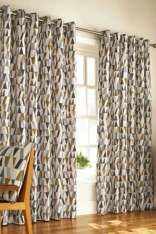 Furn Furn Reno Geometric Tile Eyelet Curtains Size: 168cm width x 183cm drop Multi 168cm width x 183cm drop Unisex 5025532328700