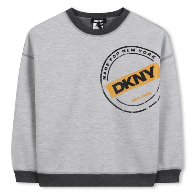 DKNY Kids Reverse Crew Sweatshirt Dark grey male 6Y