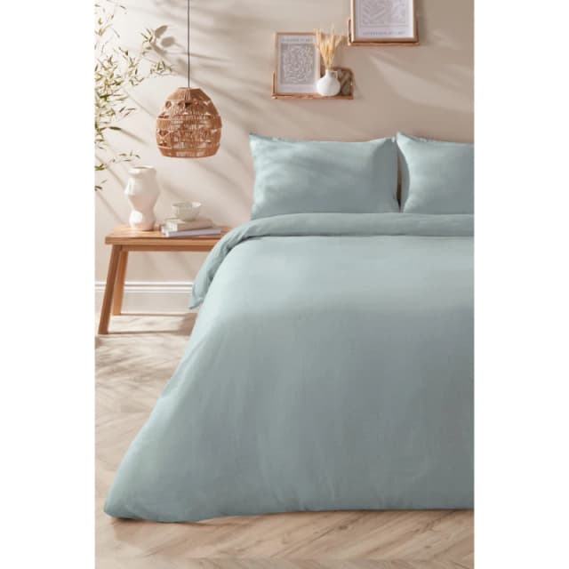 Homelife Washed Linen Blend Duvet Set - Blue Blue Superking