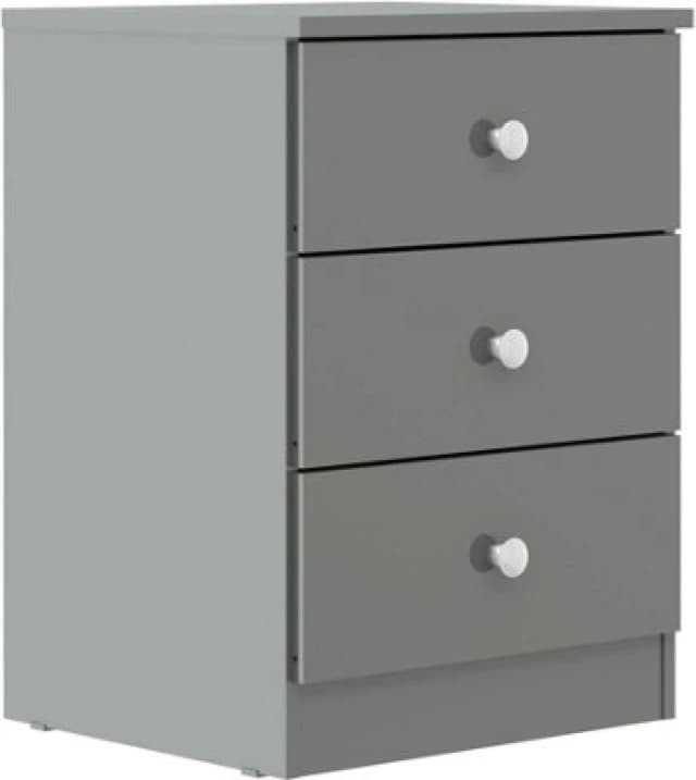 Denver Grey Gloss 3 Drawer Bedside Table Cabinet Nightstand Bedroom Furniture Storage