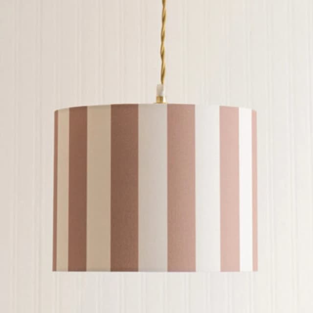 ValueLights ValueLights Callie Colour Clash Natural and Brown Stripe Drum Lamp Shade and Bulb Size: Large Multi Large Unisex 5059406065507