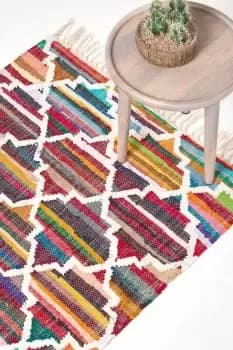 Amsterdam Handwoven Cotton Chindi Kilim Pattern Rug
