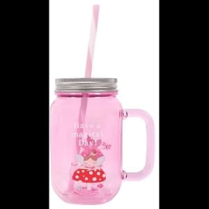 Fleur Pink Drinking Jar