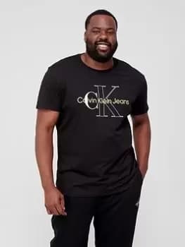 Calvin Klein Jeans Big & Tall Two Tone Monogram T-Shirt - Black, Size 5XL, Men