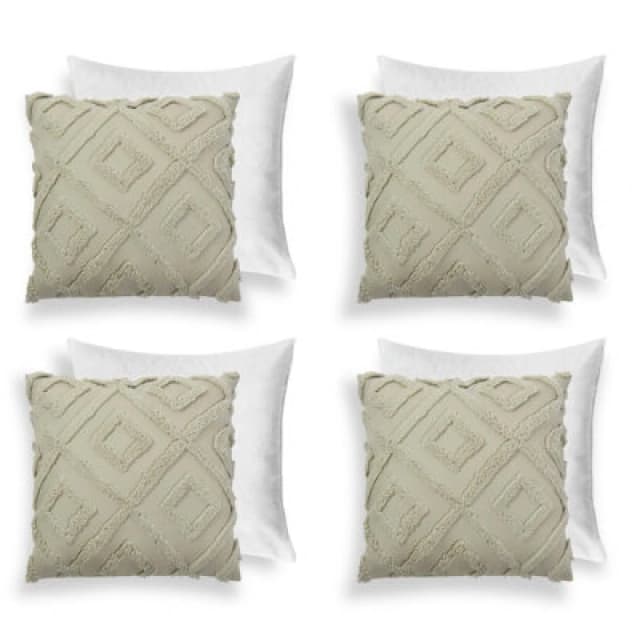 OHS OHS 4 Pack Tufted Arch Filled Cushion Cover in Green Size: 45cm x 45cm Green 45cm x 45cm Unisex 5027434233250
