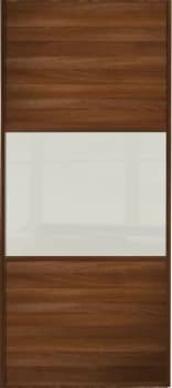 Wickes Sliding Wardrobe Door Wideline Walnut Panel and Soft White Glass - 2220 x 914mm