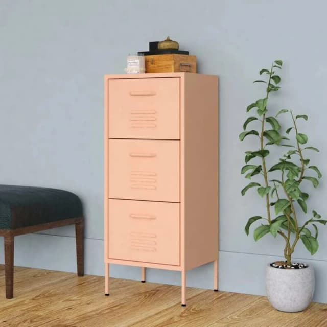 VIDAXL Storage Cabinet Pink 42.5x35x101.5cm Steel vidaXL 8720286564967