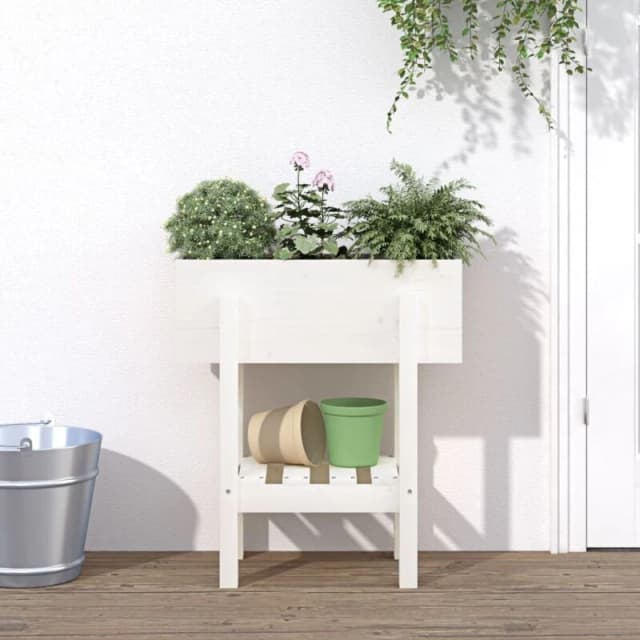 vidaXL Garden Planter White 62x30x69cm Solid Wood Pine, White 825234