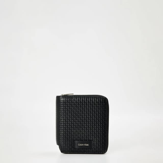 Calvin Klein Mens Embossed Woven Billfold Wallet Black male One Size