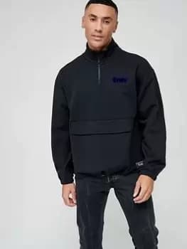 Levis Graphic Logo 1/4 Zip Sweat Top - Black, Size L, Men