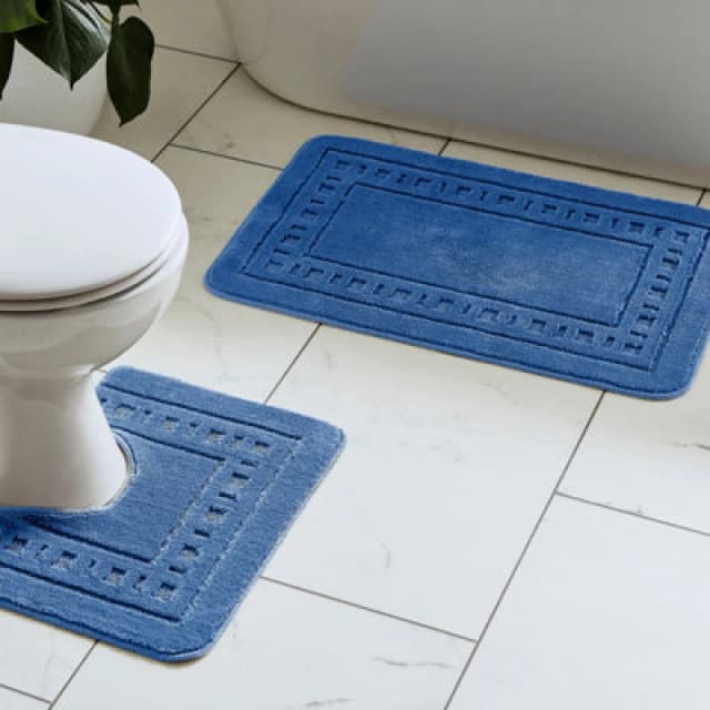 Catherine Lansfield Armoni Navy Bath Mat and Pedestal Set Navy