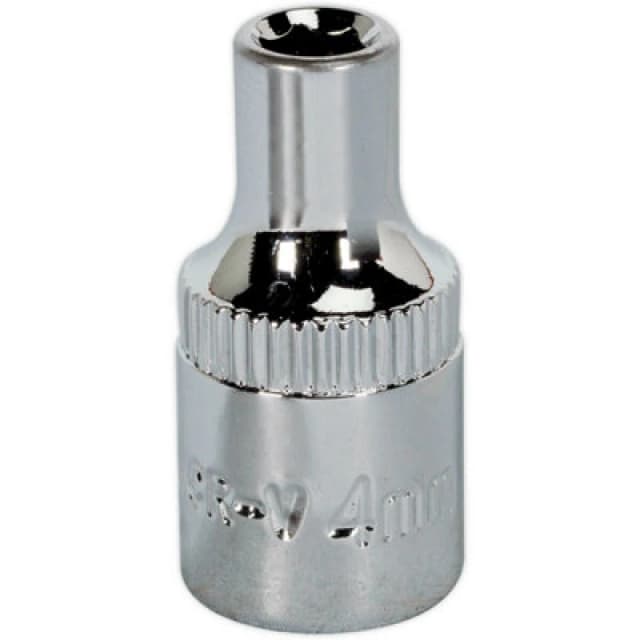 Loops 4mm Forged Steel Drive Socket - 1/4" Square Drive - Polished Chrome Vanadium Metallics