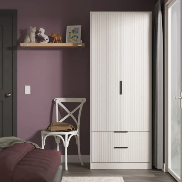 Ready Assembled 2 U Menai 2 Door 2 Drawer Wardrobe (Ready Assembled) in Taupe Unisex