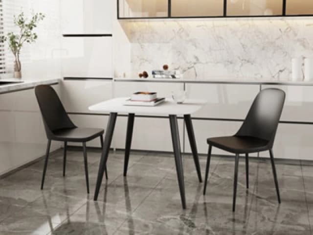 Core Products Aspen White Square Table & 2 Black Duo Chair Dining Set, White ASTB2-WHSET14