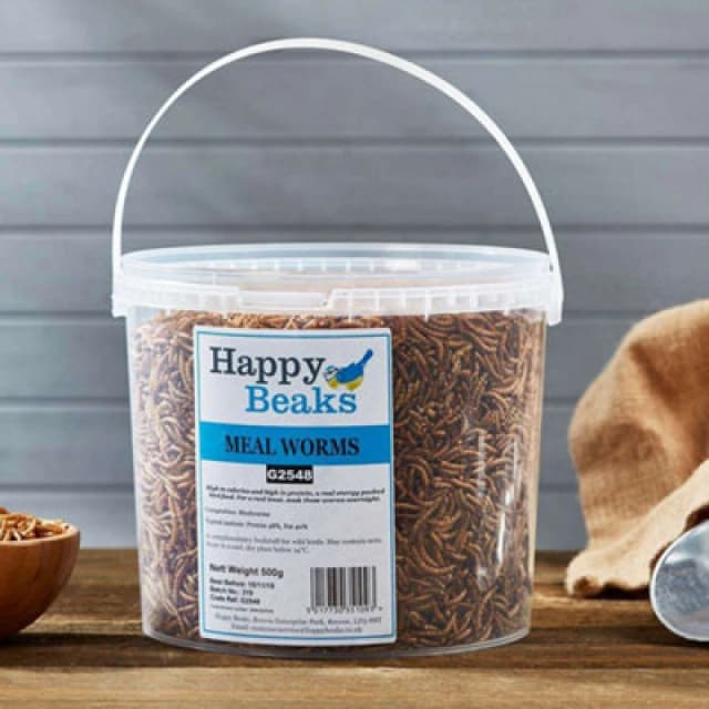 Garden Gear Happy Beaks Dried Mealworms For Wild Birds High Energy, High Protein Premium Bird Food (1Kg)