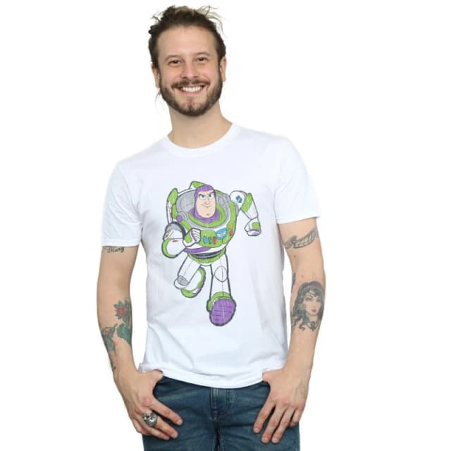 Disney Men Toy Story 4 Classic Buzz Lightyear T-Shirt in White Size: Small White S Male 5059308513342