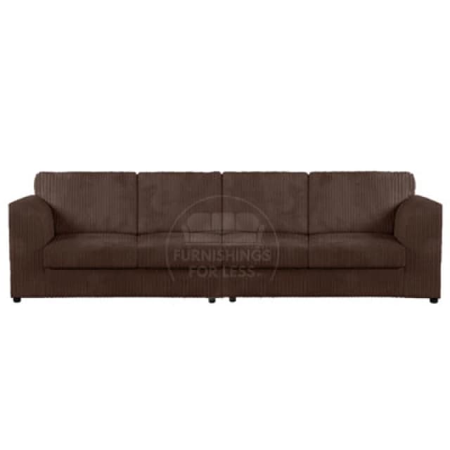 Furnishings For Less UK Luxor Long Fabric Jumbo Cord 4 Seater Sofa - Full Back Chocolate