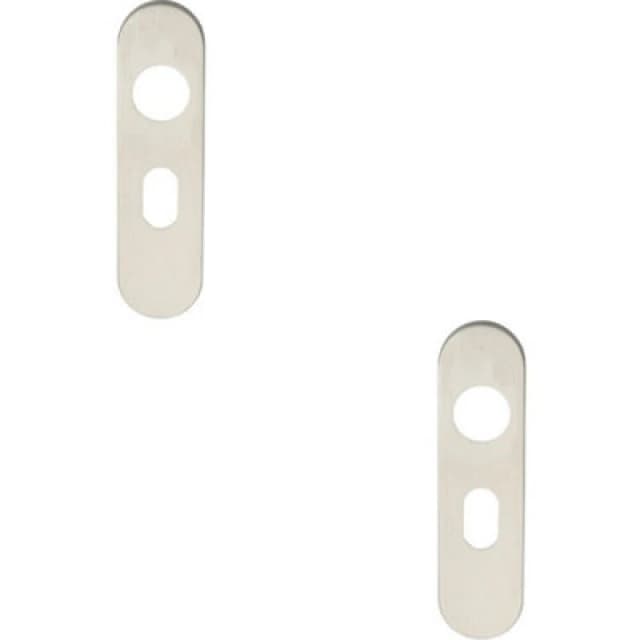 Loops 2x PAIR Radius UK Oval Cylinder Plate Cover 170 x 45 x 8mm Satin Steel Metallics unisex