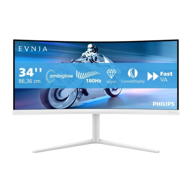 Philips Evnia 34M2C5501A 34 VA WQHD 180Hz Curved Gaming Monitor 34M2C5501A/00 White