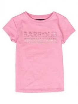 Barbour International Girls Knockhill Metallic Logo T-Shirt - Pink, Size Age: 8-9 Years, Women