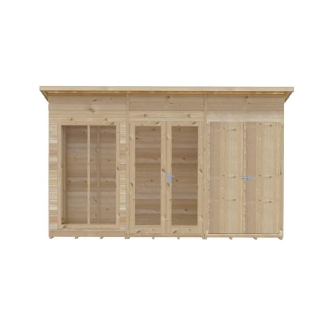 Shire Lela 12ft x 4ft Summerhouse with Storage Shed LELS1204DSL-1AA