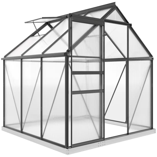 Outsunny Polycarbonate Walk-in Garden Greenhouse w/ Sliding Door TJ Hughes 5063603019249