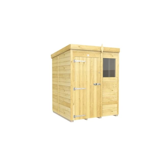 Buttercup Farm 5 x 5 Feet Pent Shed - Single Door W/ Windows - L147 x W158 x H201cm in Brown Brown Unisex