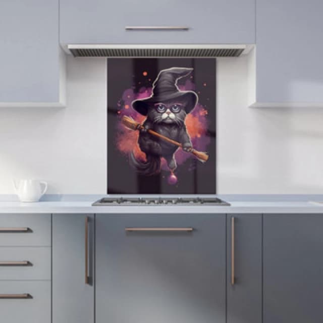 Warren Reed Designer Cat And A Broom Kitchen Splashback