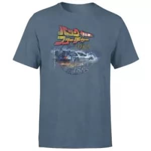 Back To The Future Retro Unisex T-Shirt - Navy Acid Wash - M
