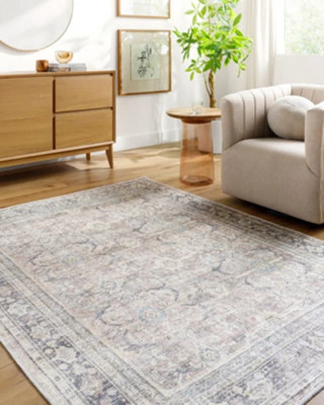 Becki Owens X Livabliss Machine Washable Modern Oriental Light Silver Darling Area Rug 200 X 275cm - Ideal For Living Room