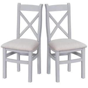 Robert Dyas Madera Ready Assembled Pair of Cross Back Wooden Chairs /Nautral