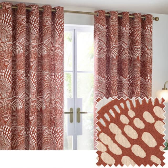 Nola Abstract Curtains Chestnut, Chestnut / 229 x 229cm