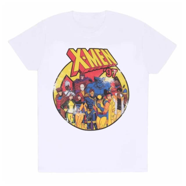 X-Men Mens '97 Team Distressed T-Shirt in White Size: Medium White Male M