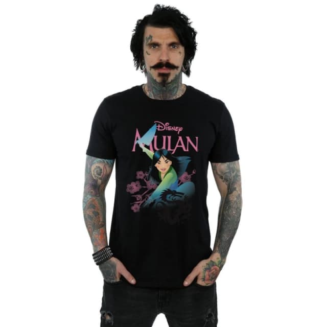 Disney Men Mulan My Own Hero T-Shirt in Black Size: Small Black S Male 5059308858160