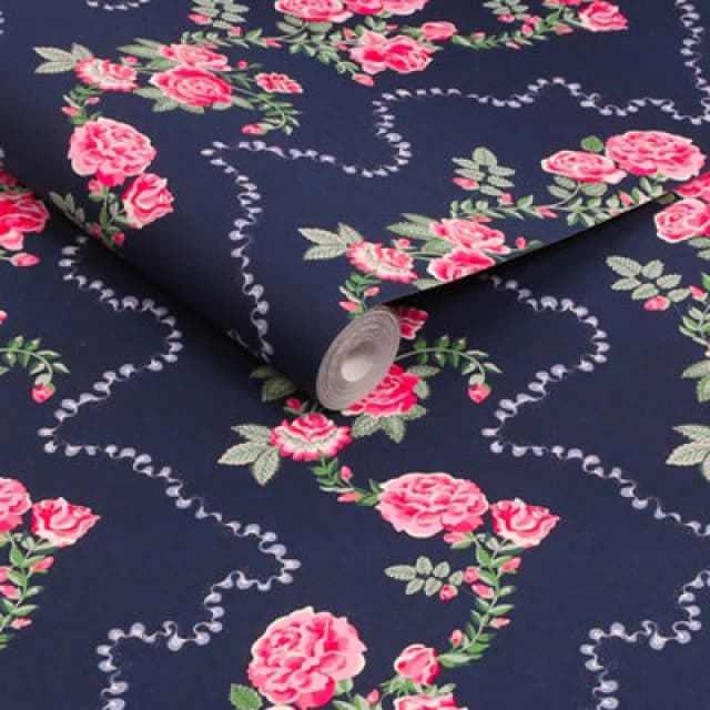 Cath Kidston Rose Flutter Navy Wallpaper