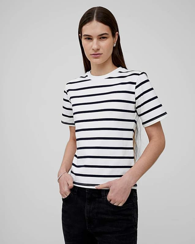 French Connection French Connection Cotton Stripe Tee White Multi-Coloured Female S VS79803