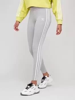 adidas Originals 3 Stripes Leggings - Medium Grey Heather, Size 10, Women