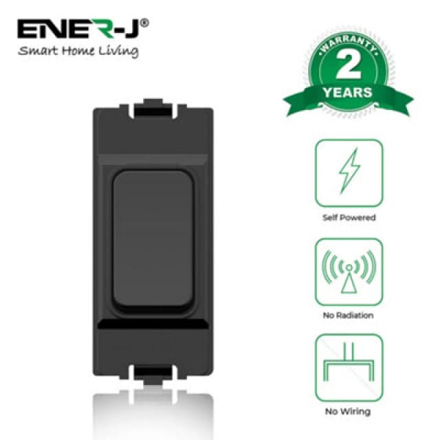 Ener-J Ener - J 1 Gang Wireless Kinetic Grid Switch Black