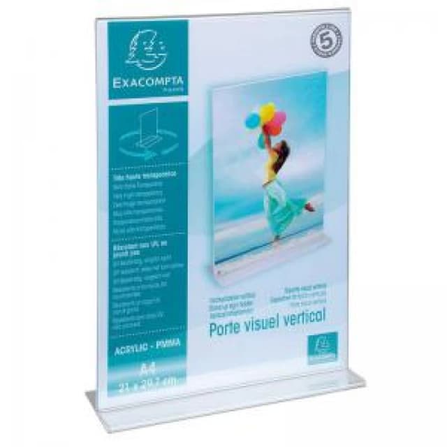 Exacompta Upright Sign Holder A4 Clear Acrylic 84158D