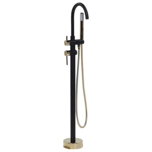 Beliani Freestanding Bathtub Faucet Tugela Black/ Gold